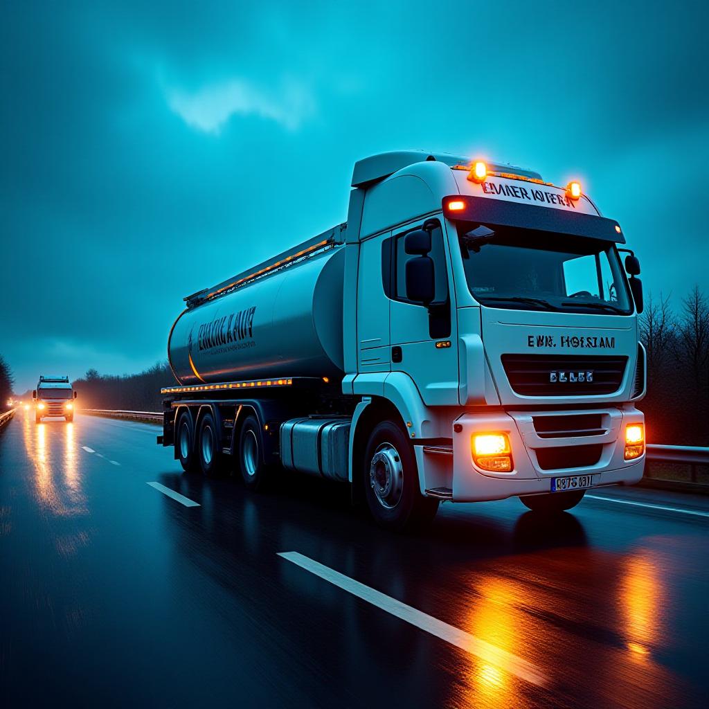 Emergency water delivery tanker driving through Ireland