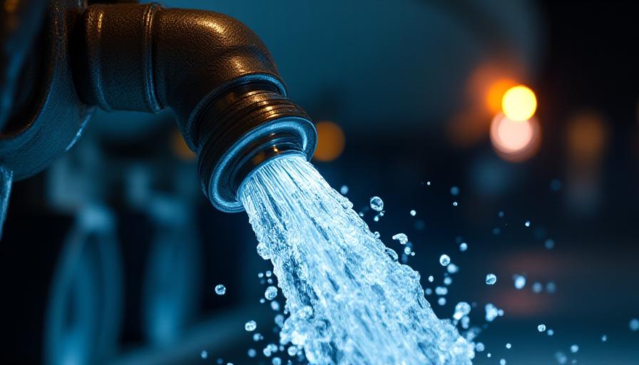 Water tanker on site at night